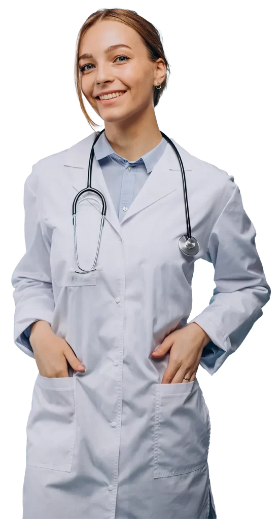woman-doctor-wearing-lab-robe-with-stethoscope-isolated